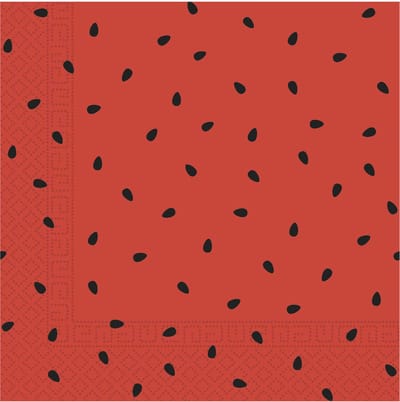 Vegaoo - 20 papieren servetten watermeloen feest 33 x 33 cm rood met pitjes