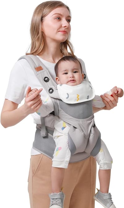 Draagzak Baby - Draagband Kinderen - Alle Posities - Ergonomisch Ontwerp - 3-48 Maanden - Grijs