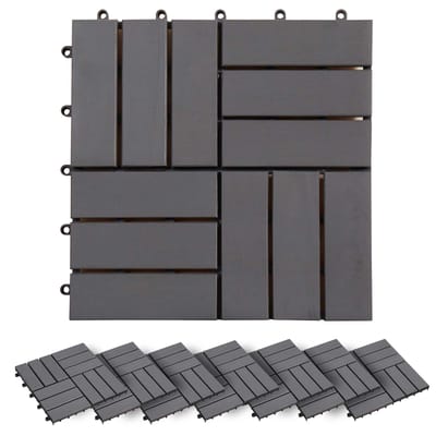 vidaXL - Terras - Tegel - 20 - st - Grijs - 30 - x - 30 - cm - Acaciahout