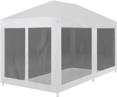 Feesttent - Tuinpaviljoen Gazebo - Buitenfeesten Organiseren - Zes Horizontale Wanddelen - 6 x 3 Meter - Wit en Zwart