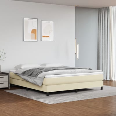 vidaXL - Boxspring - bed - kunstleer - crèmekleurig - 180x200 - cm