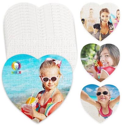 Set van 12 witte hartvormige puzzels voor sublimatie - 20 x 20 cm