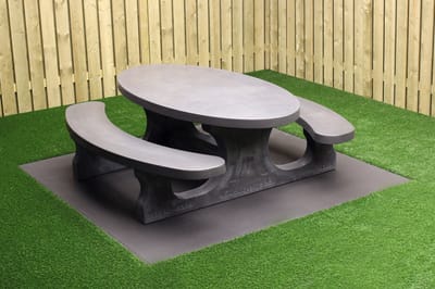 Rockwood® Betonnen Picknickset Antraciet-Beton Ovaal 2.10m