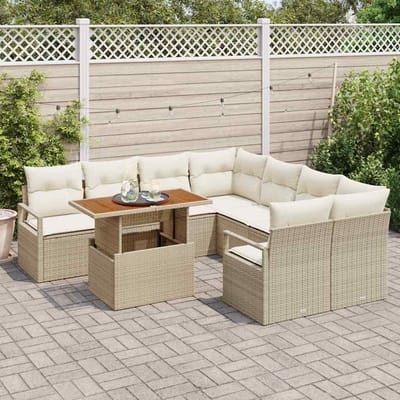 vidaXL - Tuinbank - Set - 9 - st - 8-Aantal - zitplaatsen - Beige - en - Crème