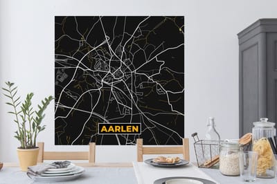 Muurstickers - Sticker Folie - Aarlen - Plattegrond - Goud - Kaart - Stadskaart - 120x120 cm - Plakfolie - Muurstickers Kinderkamer - Zelfklevend Behang XXL - Zelfklevend behangpapier - Stickerfolie