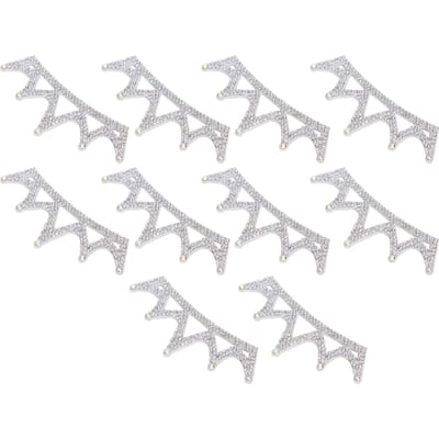 10 STKS Strass Stoffen Appliqué Kroonvormige Patches Kledingaccessoires 10x3.7cm Wit Driehoekig 10*3.7cm