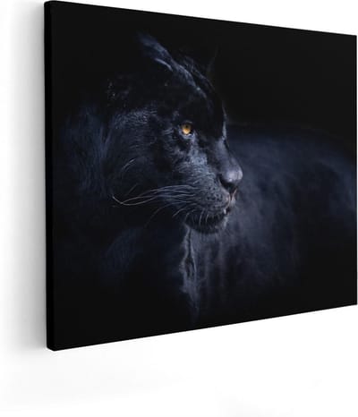 Artaza Canvas Schilderij Panter - 50x40 cm - Wanddecoratie Wilde Dieren - Muurdecoratie Woonkamer - Kamer Accessoires