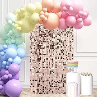 12 Stuks Champagne Gouden Glanzende Wand Achtergrond voor Feesten en Decoratie