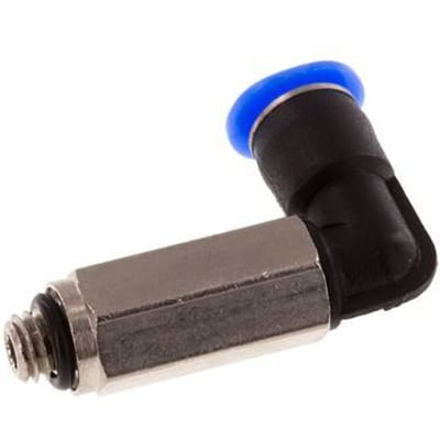 4mm x M 5 90 graden L-verbinding Messing/PBT Insteekfitting Buitendraad Lange Huls Draaibaar Compact Ontwerp NBR [2 Stuks]