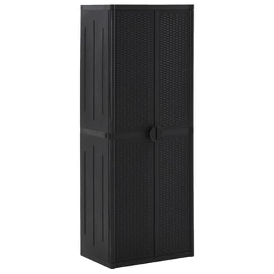 vidaXL - Tuinkast - 65x45x172 - cm - PP - rattan - zwart