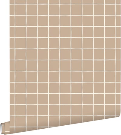 ESTAhome behang geblokt motief bruin - 50 x 900 cm - 131930