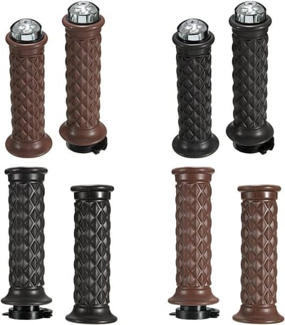 Vintage Cafe Racer Handvatten voor Motoren, Aluminium en Siliconen Grip, Bruin, Voor Bobber en Clubman Stijl