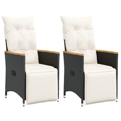 vidaXL - Tuinstoelen - 2 - st - verstelbaar - met - kussens - poly - rattan - zwart