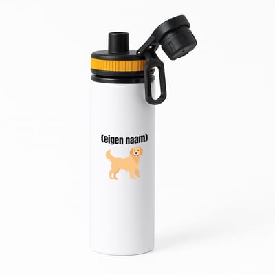 Hacebo® - hond met eigen naam waterfles met draaidop oranje - Honden - honden liefhebbers - iemand die houdt van honden - verjaardag - cadeau - kado - water fles - 850ML