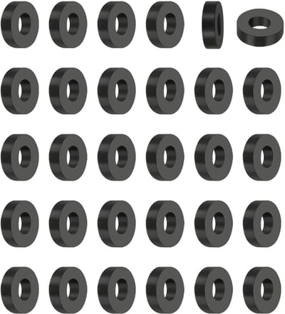 PATIKIL 50 stuks rubberen sluitringen met gat, ID 10 mm OD 25 mm hoog, 5 mm rubberen afdichting, rond, geluidsdemping, rubberen ringen, platte afdichting voor auto, motormontage