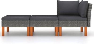 Tuinbank Set - Loungeset Buiten - Ontspannen Buiten - Eucalyptus Houten Poten - 3 Delig - Grijs