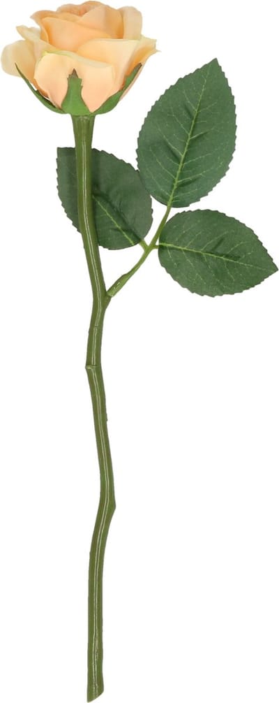 Top Art Kunstbloem roos Nina - perzik kleur - 27 cm - kunststof steel - decoratie bloemen