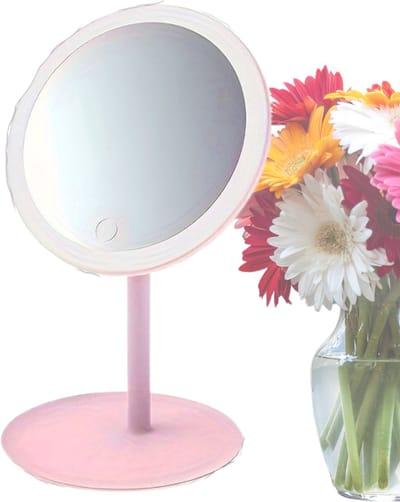 Bovista Opmaakspiegel Met Ledverlichting - Make Up Spiegel - Met Led Verlichting - Tafelspiegel - Met Licht - Staande Spiegel - Roze