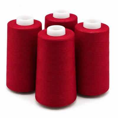 Polyester Overlockgaren – 4 Cones × 2700 m – Totaal 10.800 m – Rood 021