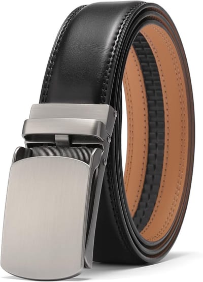 Lederen riem voor heren, riem heren ratel automatische sluiting voor heren jeans en zakelijk pak, breedte 35 mm, grootte verstelbare riem, zwart-2, 135cm/40''-48'' taille verstellbar