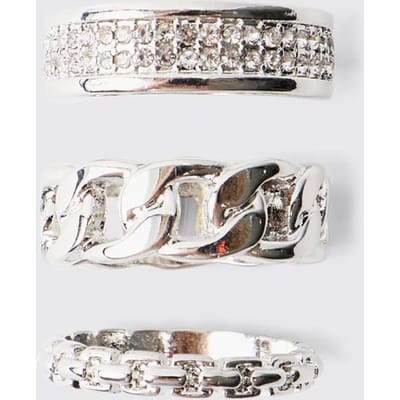 3 Pack Zilveren Ring | Silver | Size Small/Medium