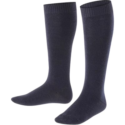 FALKE Comfort Wool lang eenkleurig wol kniekousen kinderen blauw - maat 27-30