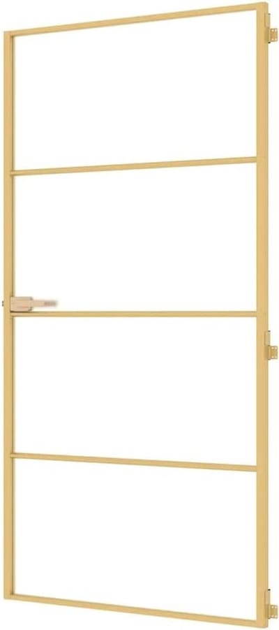 Binnendeur Glas Aluminium - Schuifdeur Paneel - Ruimtes Scheiden - Gefrost Glas Privacy - 102.5x201.5cm - Goud Mat