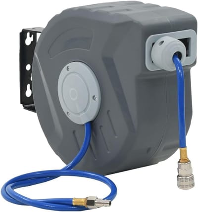 Automatische Slanghaspel - Luchtslangoprol - Werkplaats Organiseren - Automatisch Vergrendelingsmechanisme - 12 Meter Slang - Grijs