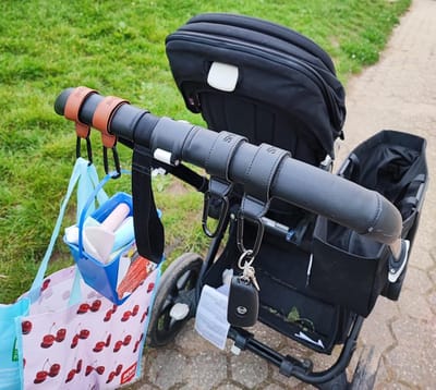 Kinderwagen Haken - Tashaken Organizer - Handen Vrij - Universele Klittenband - 22 x 4 cm - Rozenrood
