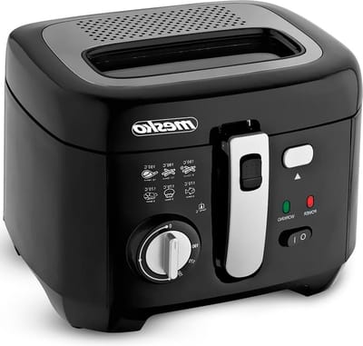 Elektrische friteuse met olie 25 liter compacte anti-aanbakemmer temperatuurregelaar BPA-vrij 1800 W zwart - Grote capaciteit