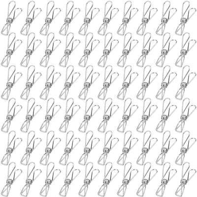 ZEYNOMAX- Wasknijpers 60 Stuks - Roestvrij Staal - Duurzaam - Antislip - Winddicht - Voor Binnen/Buiten - Compact en Draagbaar - Waslijnclips