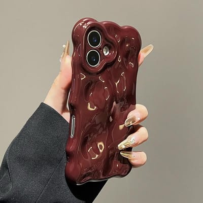 Wijnrood Glanzend Golfpatroon Hoesje Voor iPhone 16 Pro Max 17 Air 15 14 11 16 Plus Schokbestendig TPU Telefoonhoesje iPhone17 Pro Max