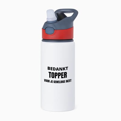 Hacebo® - Bedankt topper voor je geweldige inzet waterfles met rietje rood - Collega - collega - Cadeautje voor inzet tonen - bedankt voor alles - geschenk - water fles - 650ML