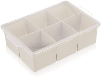 Ijsblokjesvorm met Siliconen Deksel Beige XXL 18,5x12x5 cm - Ijsblokjes