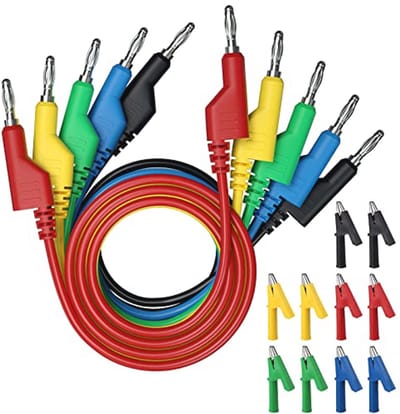 Multimeter meetleidingen set met krokodillenklemmen en banaanstekkers - 5 kleuren - 4 mm testkabels voor elektrische metingen