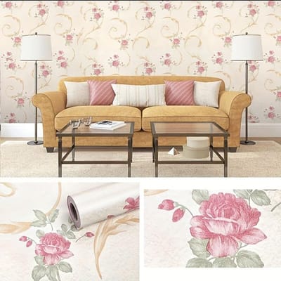 1 rouleau de papier peint autocollant fleur rétro - vert 17,7 * 393,7 pouces, adapté pour les cuisines, les salles de bain, les pièces, les bureaux ! 3M bleu