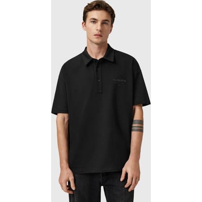 AllSaints Xander Ss Polo Jet Black Taglia: L | Polo Outlet | Uomo | Nero