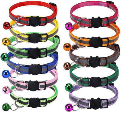 Dailygoods- Halsbanden Verstelbaar 20Cm-32Cm - 11 Stuks - Reflecterend - Antiverlies - Polyester - Geschikt Voor Katten/Kleine Honden - Dierenhalsband