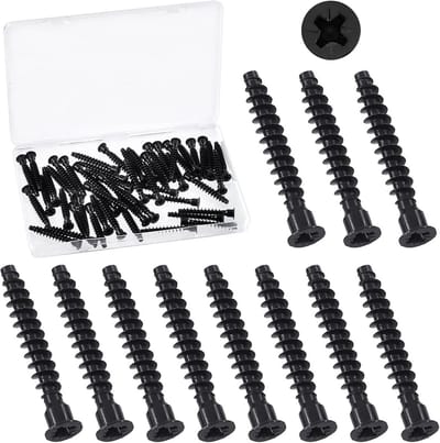 Bevestigingsschroeven M7 x 50mm - Zwart verzinkt staal - Zelftappende meubelverbinding - Geschikt voor assemblage - ShopVlot