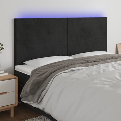 vidaXL - Hoofdbord - LED - 160x5x118/128 - cm - fluweel - zwart
