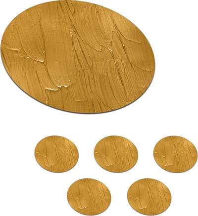 Onderzetters voor glazen - Rond - Verf - Patronen - Oker - 10x10 cm - Glasonderzetters - 6 stuks