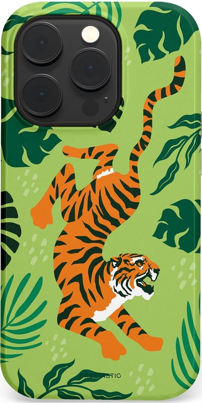 Casetastic Hoesje Geschikt voor Apple iPhone 14 Pro Magsafe - Stijlvolle Beschermende Duo-layer Case - Tijgerwoud