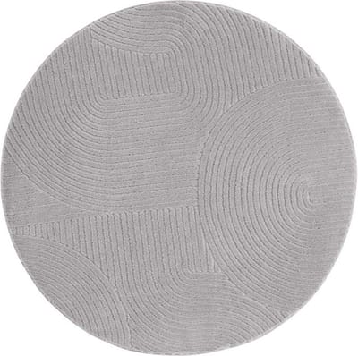 Rond zacht vloerkleed - Fuzz Waves grijs 80