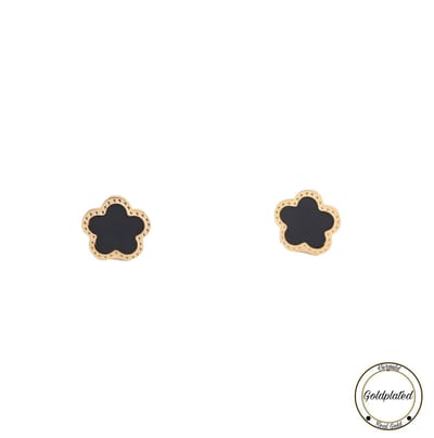 RVS Klaver Oorbel | Zwart | Goldplated | Geluk | Klavertje vier | Dames Cadeau | Soraro | Oorhanger