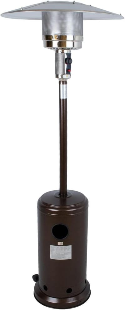 Gas Heater - Terrasverwarmer Outdoor - Buiten Verwarmen - Elektrische Ontsteking - 221 cm Hoog - Bruin