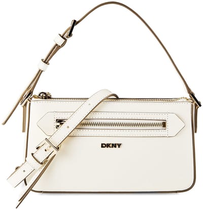 DKNY Leren Handtas Schoudertas Bryant Shoulder Bag Marshmallow Crème