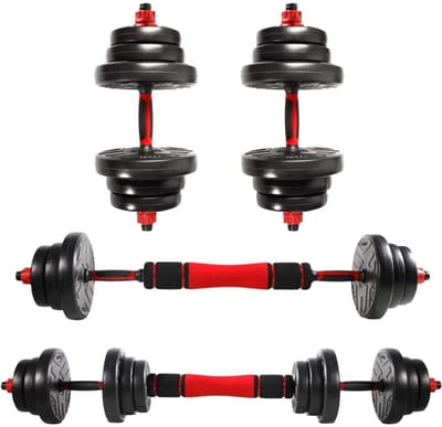 DnA® Verstelbare Dumbells - Verstelbare Dumbbells - Dumbell Set - Verstelbare Dumbell - Zwart/Rood - 47cm x 25cm x 25cm