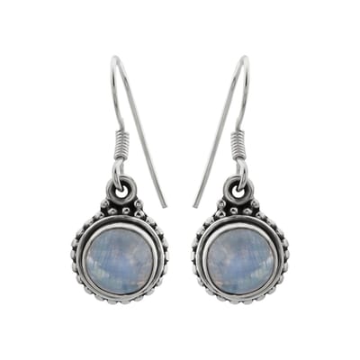 WeLoveSilver - zilveren oorhangers - maansteen - bolletjesrand