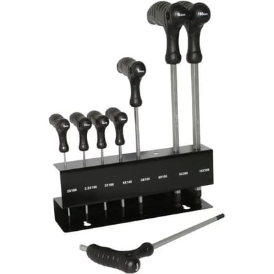 Set van 8 stuks inbussleutels t + kogelkop P2R