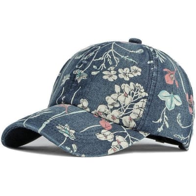 LDSLYJR Lente Denim Bloemenprint Casquette Baseballpet Verstelbaar Buiten Snapback Hoeden voor Mannen en Vrouwen 170 56-60cm marineblauwe kleur